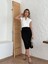 Mottisfashion Kadın Kısa Kollu Kruvaze Yaka Krep Elbise (Kemersiz) 1