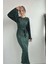 Mottisfashion Zümrüt Ispanyol Kol Piliseli Elbise 2