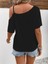 Mottisfashion Kadın Tek Omuzu Açık Ip Askılı Baskılı Viskon Bluz 3