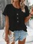 Mottisfashion Kadın Kısa Kollu Yakası Açık Önden Düğmeli Waffle Bluz 6