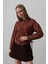 Mottisfashion Yanları Bağlamalı Basic Gömlek - Koyu Kahve 2