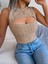 Mottisfashion Kadın Askılı Bisiklet Yaka Güpüs Dekolteli Triko Crop Bluz 6