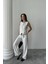 Mottisfashion Keten Kenarları Biyeli Yelek - Pantolon Takım - Beyaz 1