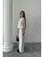 Mottisfashion Keten Kenarları Biyeli Yelek - Pantolon Takım - Beyaz 3