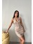 Mottisfashion Bej Çizgili Yelek ve Etek Takım 4