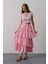 Mottisfashion Katlı Kesim Uzun Etek - Pembe 2