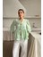 Mottisfashion Keten Bluz Önden Bağlamalı Fırfır Detaylı - Yeşil 4