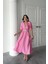 Mottisfashion Pembe Işıltılı Kemerli Kruvaze Elbise 1