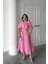 Mottisfashion Pembe Işıltılı Kemerli Kruvaze Elbise 3