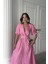 Mottisfashion Pembe Işıltılı Kemerli Kruvaze Elbise 4