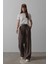 Mottisfashion Beli Lastikli Bol Paça Pantolon - Kahve 2