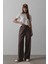 Mottisfashion Beli Lastikli Bol Paça Pantolon - Kahve 4