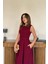 Mottisfashion Bordo Halter Yaka Kloş Elbise 3
