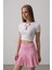 Mottisfashion Beli Lastikli Mini Etek - Pembe 2