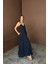 Mottisfashion Askılı Uzun Salaş Müslin Elbise - Lacivert 4