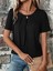 Mottisfashion Kadın Kısa Kollu Yuvarlak Yaka Önden Pileli Salaş Viskon Bluz 3