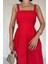 Mottisfashion Kırmızı Askılı Aparatlı Brode Elbise 3