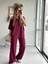 Mottisfashion Kadın Tek Omuzdan Açık Geniş Kesim Viskon Iki Iplik Bluz ve Pantolon Ikili Takım 3