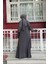 Boncuk Işlemeli Füme Tesettür Abaya 29132FU 3