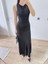Mottisfashion Kolsuz Büzgülü Uzun Elbise - Siyah 1