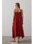 Mottisfashion Askılı Uzun Çan Elbise - Bordo 3