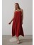Mottisfashion Askılı Uzun Çan Elbise - Bordo 4