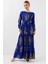 Mottisfashion 2145 Desenli Tesettür Elbise - Saks 1