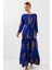 Mottisfashion 2145 Desenli Tesettür Elbise - Saks 4