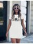 Mottisfashion Kadın Kısa Kollu Queen Baskı Iki Iplik Mini Elbise 1