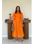 Mottisfashion Oranj Pileli Balkon Elbise 2