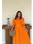 Mottisfashion Oranj Pileli Balkon Elbise 3