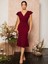 Mottisfashion Kadın Kısa Kelebek Kollu Kruvaze Yaka Ithal Krep Midi Elbise 3