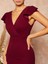 Mottisfashion Kadın Kısa Kelebek Kollu Kruvaze Yaka Ithal Krep Midi Elbise 5