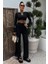 Mottisfashion Göğüs Bağcık Detaylı Ajurlu Bluz Pantolon Takım 10098 6