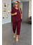 Mottisfashion Kadın Kısa Kollu V Yakalı Pul Payetli Viskon Iki Iplik Bluz ve Pantolon Ikili Takım 2
