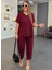 Mottisfashion Kadın Kısa Kollu V Yakalı Pul Payetli Viskon Iki Iplik Bluz ve Pantolon Ikili Takım 3