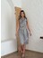 Mottisfashion Kadın Degaje Yaka Önden Çapraz Detay Saten Midi Elbise 5