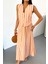 Mottisfashion Keten Çizgili Yelek - Uzun Etek Takım - Orange 4