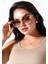 Kadın Bej Rengi Oversize UV400 Güneş Gözlüğü 23019 C21 5