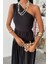 Mottisfashion Tek Omuzlu Pile Detay Maxi Elbise 2895 8