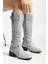 Kadın Hakiki Deri Körüklü Ayarlanabilir Tokalı Çizme - Gri 1