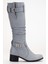 Kadın Hakiki Deri Körüklü Ayarlanabilir Tokalı Çizme - Gri 4