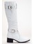 Kadın Hakiki Deri Körüklü Ayarlanabilir Tokalı Çizme - Beyaz 4