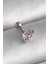 316L Çelik Gümüş Renk Pembe Zirkon Taşlı Kelebek Tragus Piercing 1