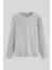 Gri Melanj Standart Fit Basic O Yaka Uzun Kollu İnce Erkek T-Shirt - 87997 1