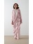 Desenli Kaftan Elbise Pudra 1