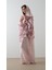Desenli Kaftan Elbise Pudra 2