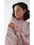 Desenli Kaftan Elbise Pudra 3