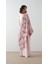Desenli Kaftan Elbise Pudra 4