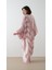 Desenli Kaftan Elbise Pudra 5